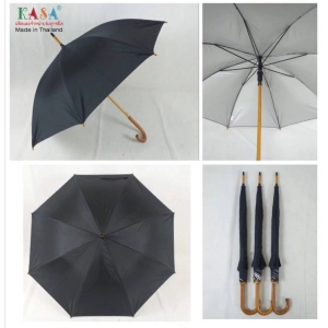 สินค้า ร่ม ร่มถวายพระ ร่มยาว 24นิ้ว ร่มแกนไม้ ด้ามไม้งอ สีดำ ร่มกันแดด ร่มกันฝน ผลิตในไทย umbrella  รหัส 24-2 ร่มพระ ใช้ดี ทนทาน