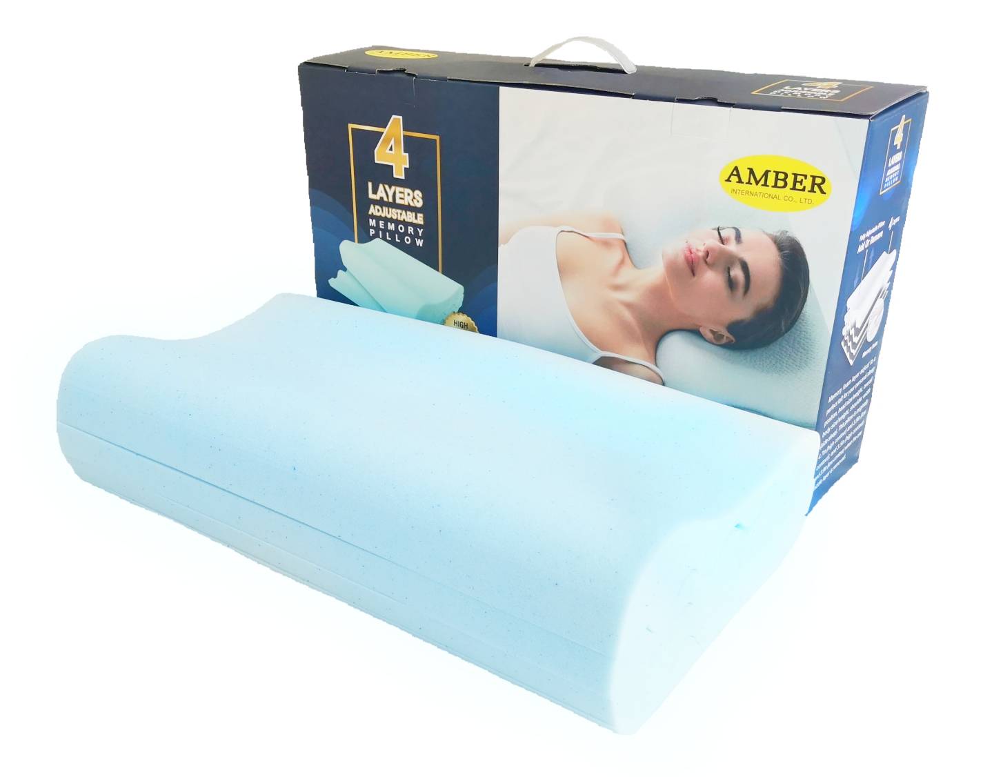 Amber หมอนเมมโมรี่โฟม ปรับระดับการนอน รุ่น4เลเยอร์ Amber 4Layers Adjustable Memory Pillow ราคา 2,450 บาท*ส่งฟรี
