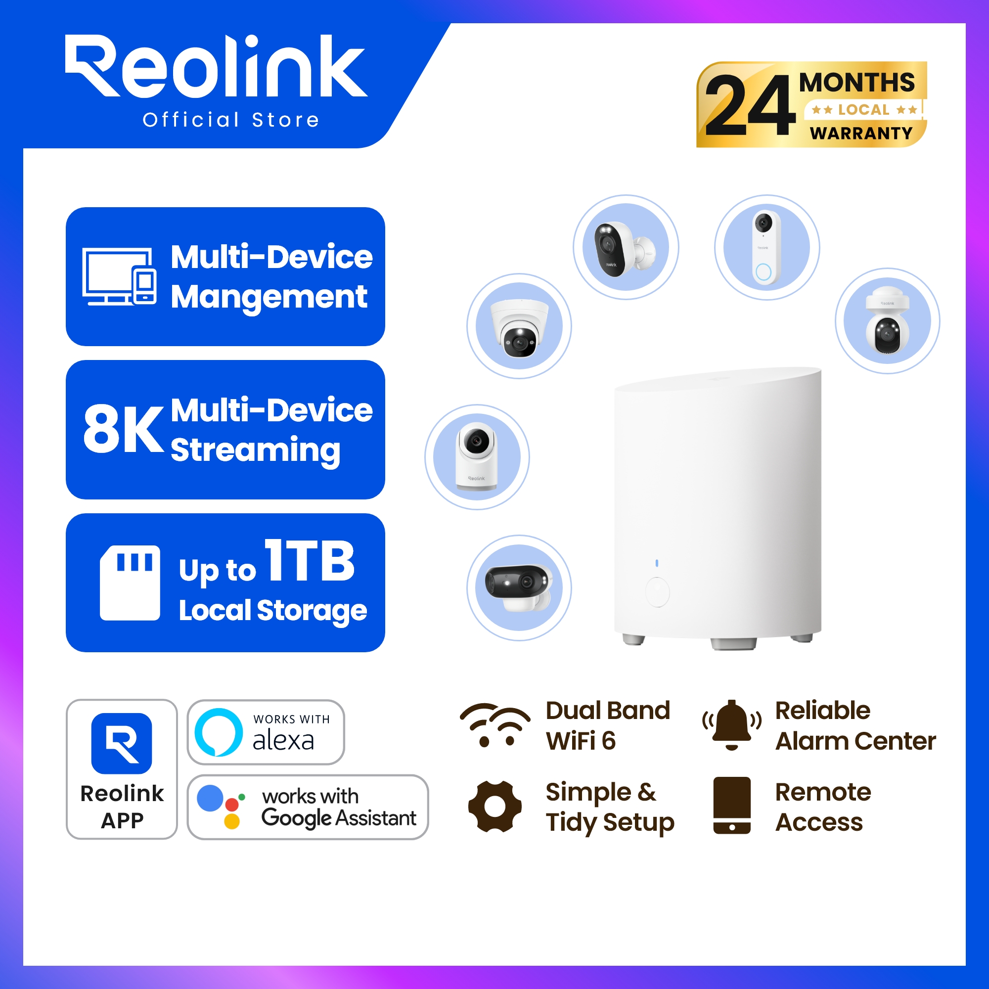 Reolink Home Hub Mini Smart Camera Control Center | Supports Memory Cards | Wi-Fi 2.4/5Ghz | Highly Safe | Can Be Viewed Online ราคา 1,732 บาท*ส่งฟรี