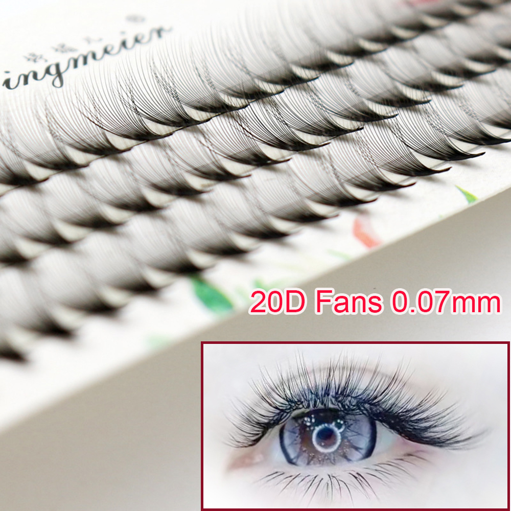 WAF2125 Professional Natural Cluster Fluffy คงทน Mink แต่ละการยืดขนตาขนตา20D ขนตาปลอมประดับลาย Premade ปริมาณ