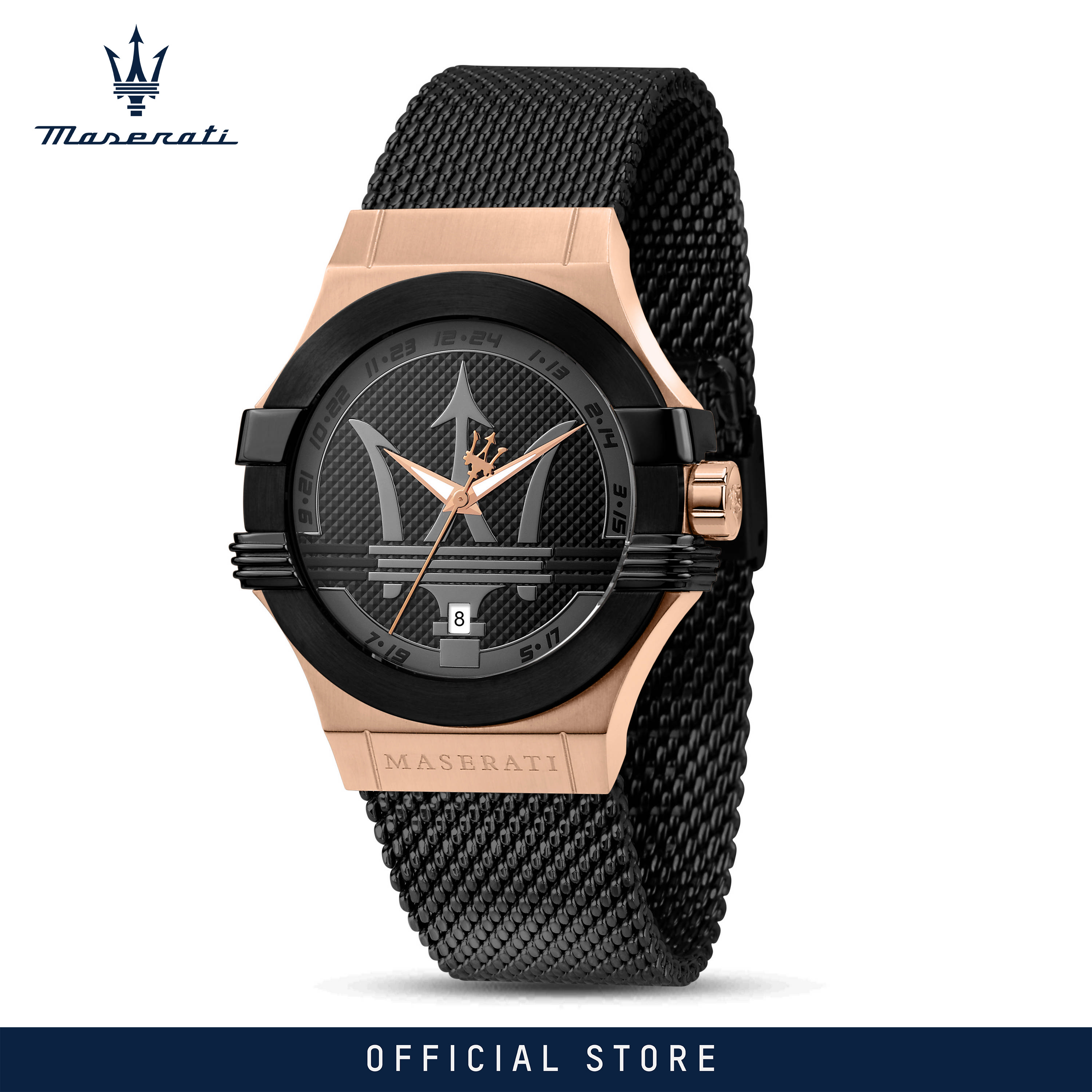 【2 Years Warranty】 Maserati Potenza 40mm Black Dial Stainless Steel Men's Quartz นาฬิกาข้อมือ R8853108010 With Luminous Hands ราคา 9,663 บาท*ส่งฟรี