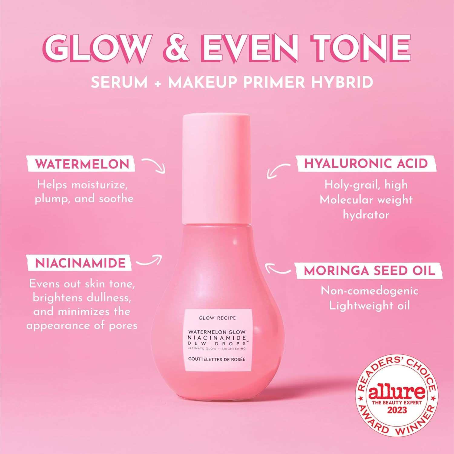 Glow Recipe Niacinamide Dew Drops - Korean Skincare That Is Hydrating and a Glowing Makeup Primer for Hydrated Skin - Hyaluronic Acid Serum for Radiant, Hydrated, and Glowing Skin. ราคา 499 บาท*ส่งฟรี
