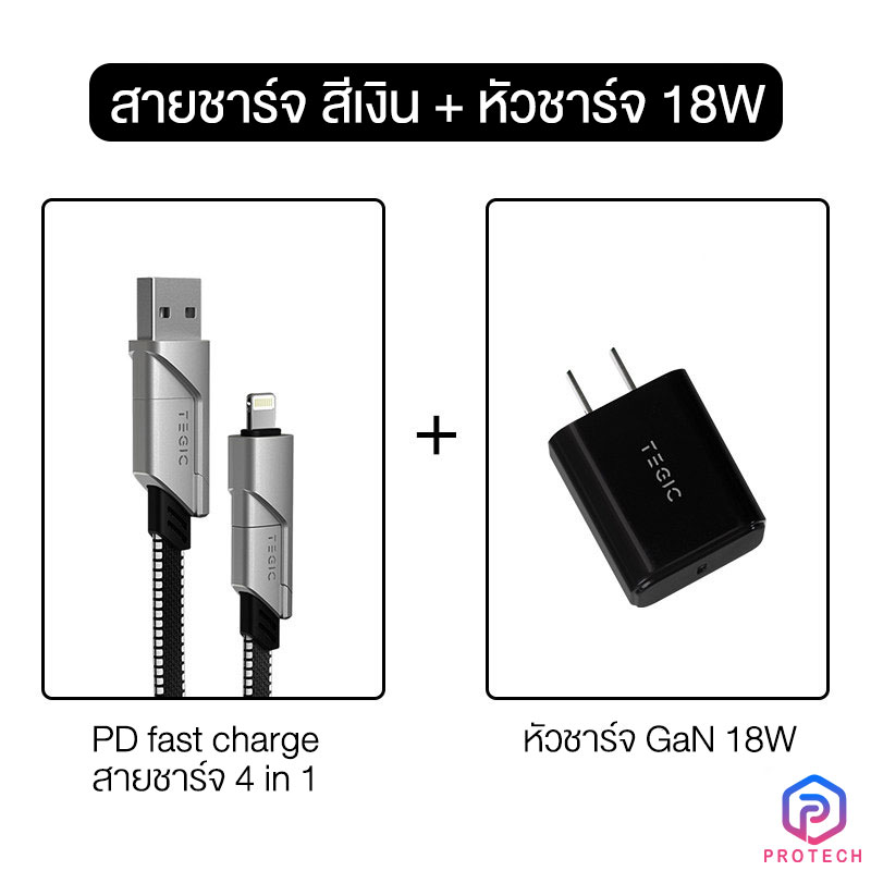 ProTech หัวชาร์จเร็ว Charger 18W  Fast Charge ชาร์จเร็ว หัวชาร์จของแท้ ขนาดเล็ก iPhone / Samsung / Notebook / Switch Tablet TEGIC