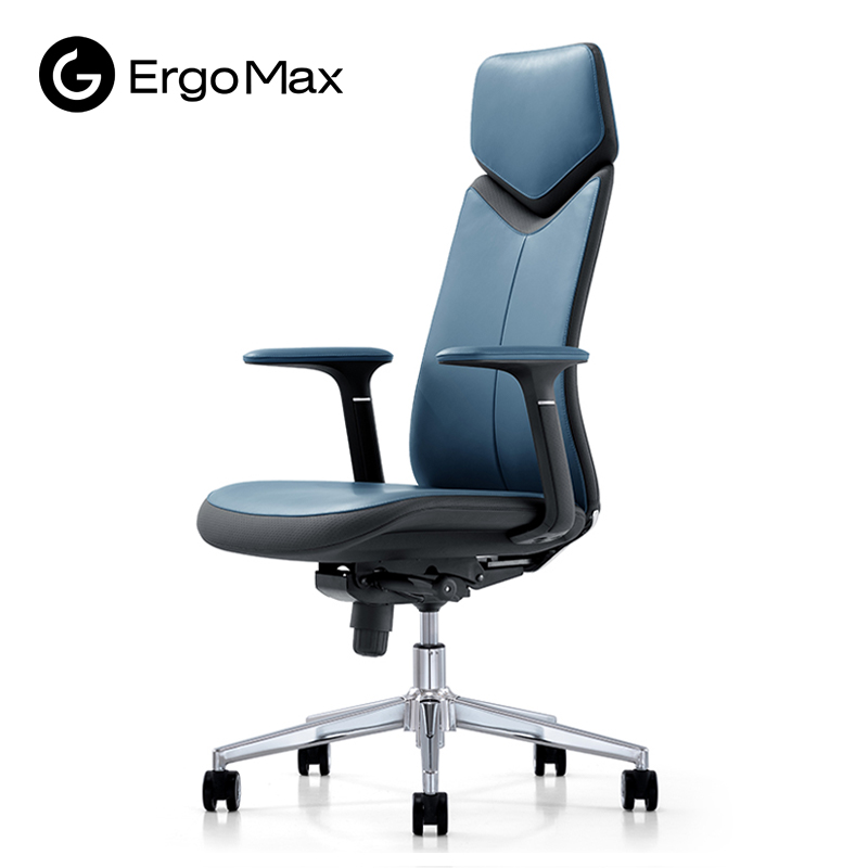 ErgoMax P04 Ergonomic Leather Chair: Premium Comfort, Class4T Gas Rod, Elegant Aluminum Base - Elevate Your Executive Space with Luxurious Bull Leather and Matrix Armrests ราคา 31,403 บาท*ส่งฟรี