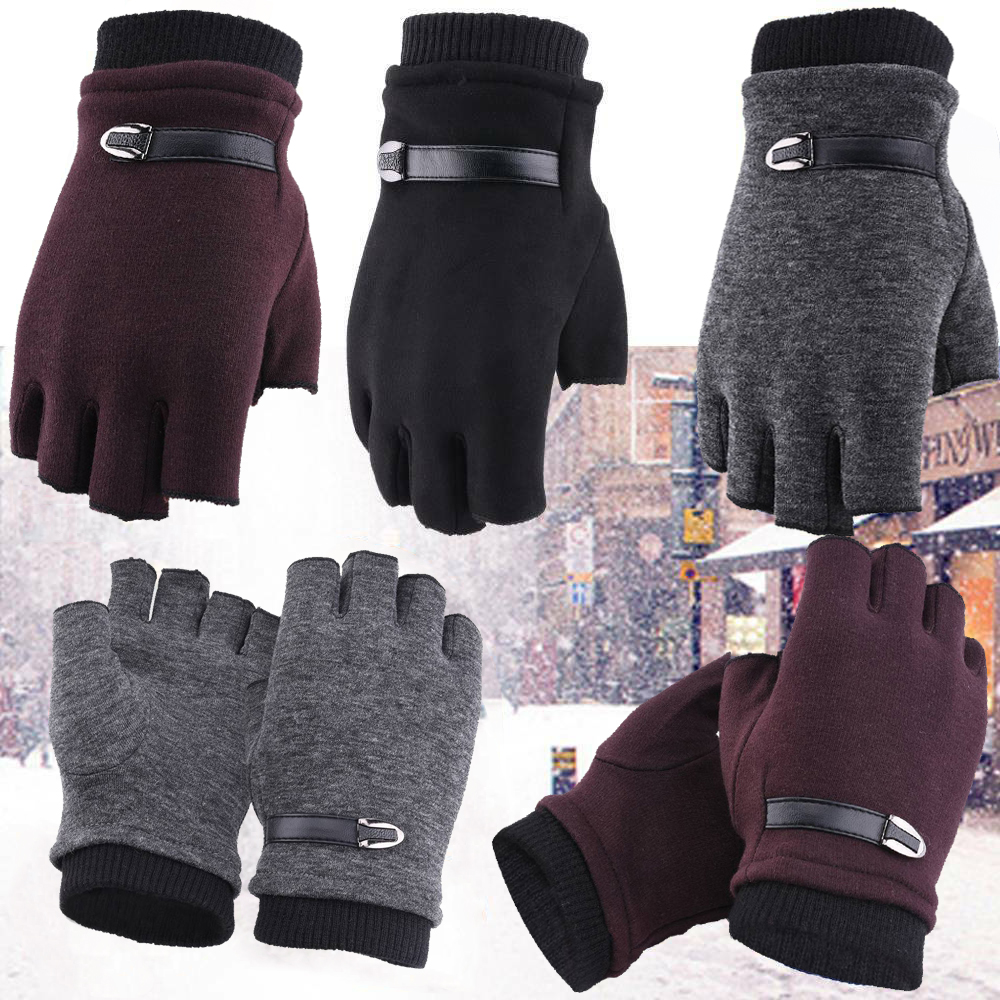 DAI477071 Mens Soft Cycling Keep Warming Mittens Warm Gloves Winter Gloves Half Finger