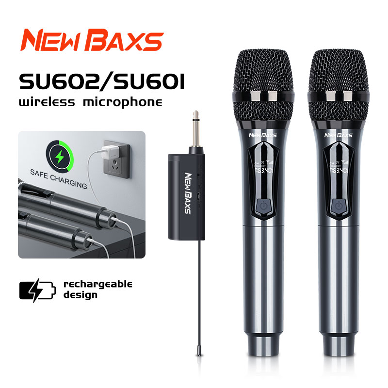 NewBaxs SU601/SU602/SU604 wireless microphone 2 handheld microphone 50m receiving distance UHF FM cyclic charge no interference KTV Party Wedding stage band performance use ราคา 195 บาท*ส่งฟรี
