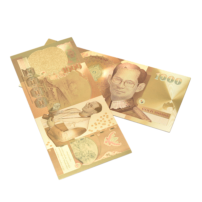 JointFlowers ทองฟอยล์ 24K ที่ระลึก ของสะสม Thailand Banknote 1000 Baht
