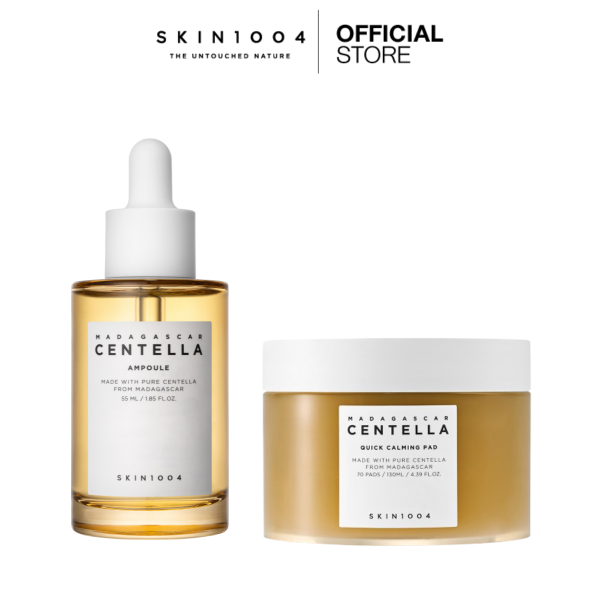 [Pair Set] Skin1004 Madagascar Centella Ampoule 55 ml +Skin1004 Madagascar Centella Quick Calming Pad 130 Ml. (70 Pads) ราคา 1,149 บาท*ส่งฟรี