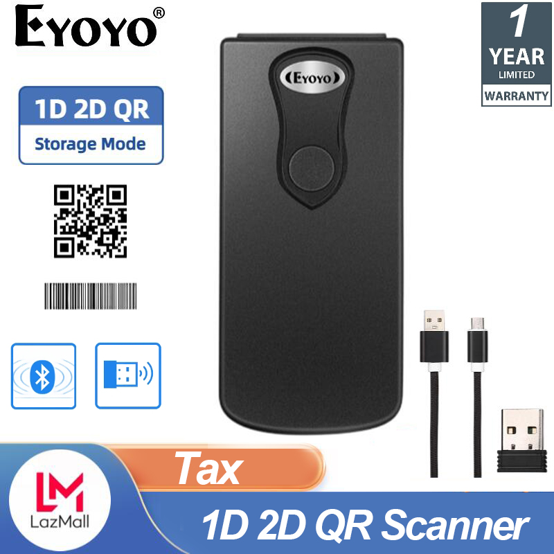 Eyoyo Bluetooth 1D QR 2D Barcode Scanner, USB Wired & 2.4G Wireless & Bluetooth Bar Code Reader, Portable CCD Screen Scanning PDF417 Data Matrix Image Scanner work with Windows, Mac, Android, iOS ราคา 1,399 บาท*ส่งฟรี