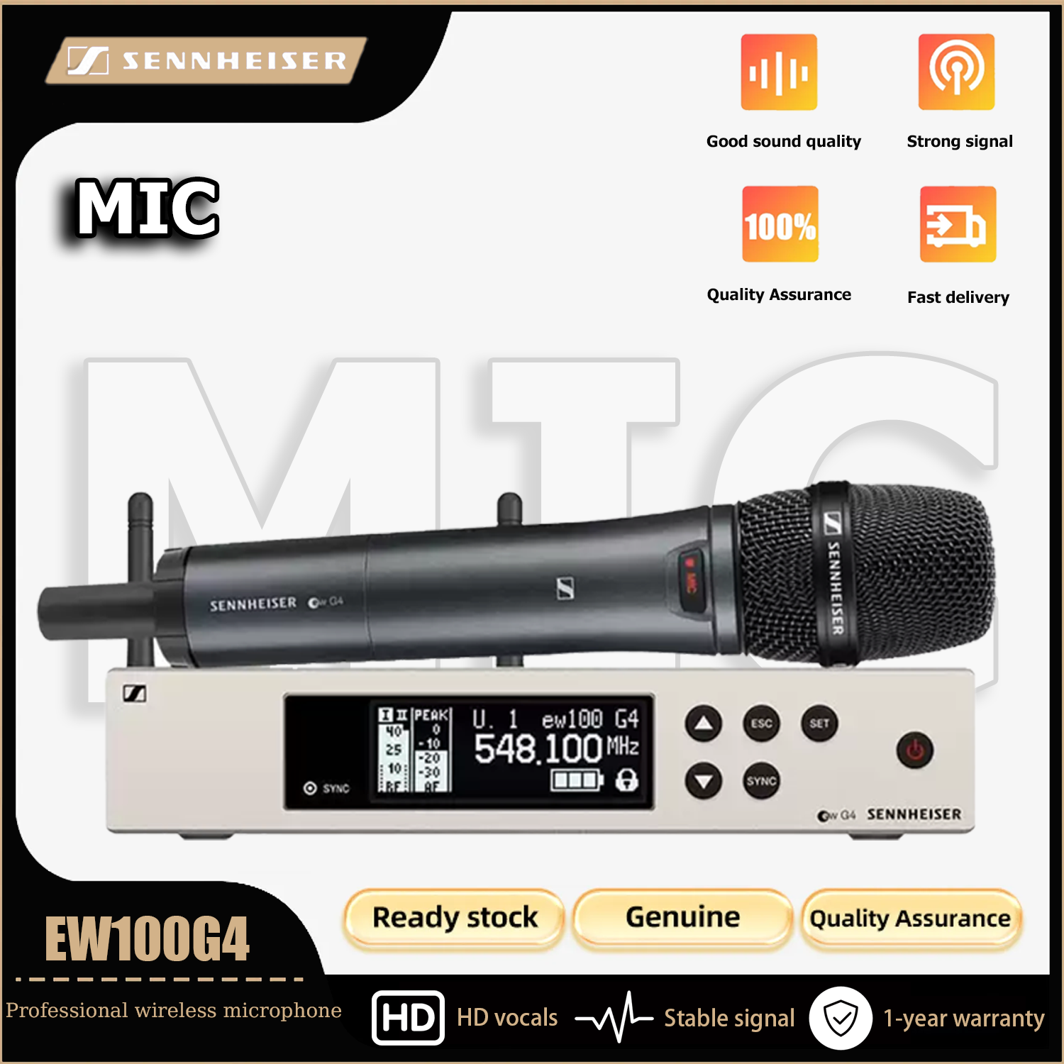 Sennheiser ew100g4 wireless microphone with e835 handheld microphone