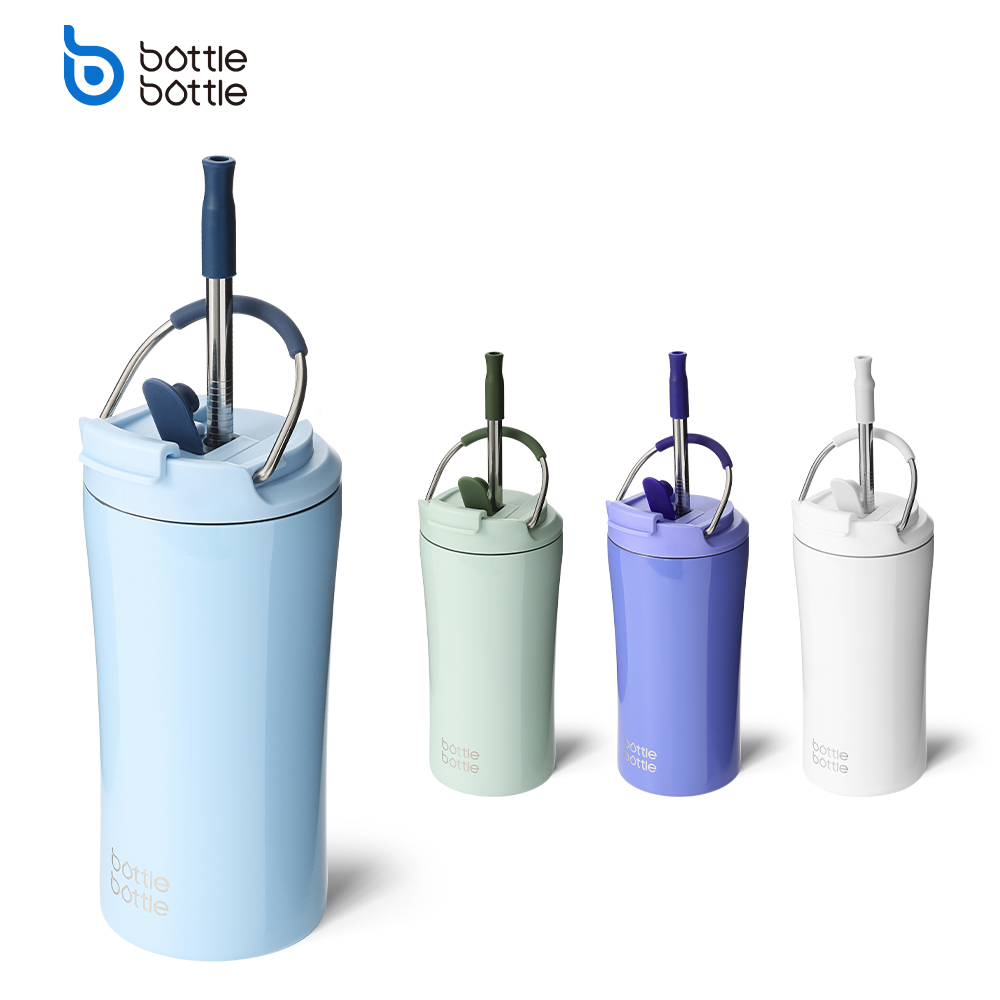 BOTTLE BOTTLE 12oz 350ml Stainless Steel Insulated Coffee Tumblers with Dual-use Lid and Straw Double Walled Iced Travel Water Bottle For Woman and Man with Handle ราคา 559 บาท*ส่งฟรี