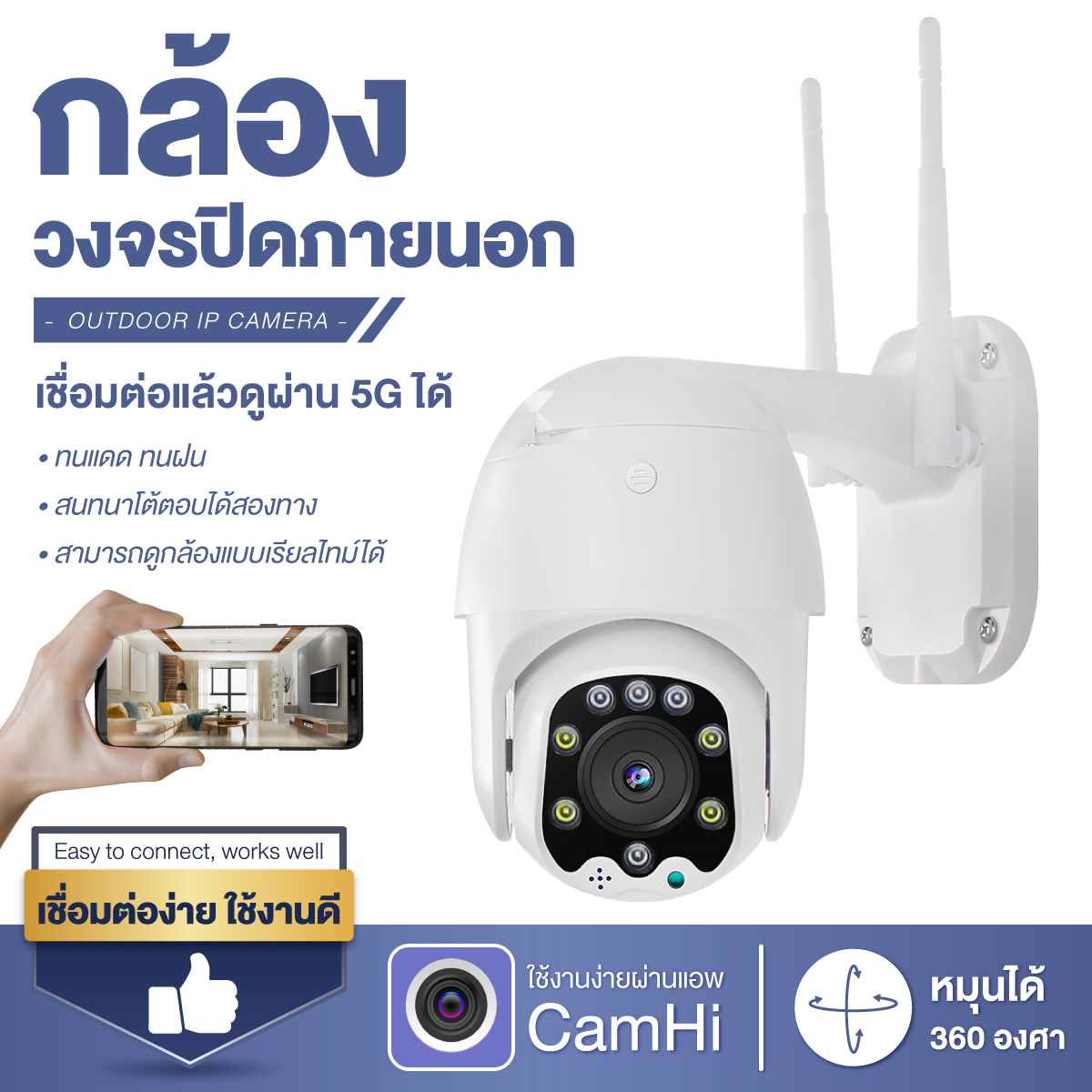 (พร้อมส่ง) IP Camera กล้องภายนอก กันน้ำ PTZ กล้องวงจรปิด Wifi 2 ล้านพิกเซล รุ่น 4213 ใช้งานภายนอก มีไมค์ลำโพง พูดสนทนาโต้ตอบได้ ดูผ่านมือถือได้ ราคา 655 บาท*ส่งฟรี