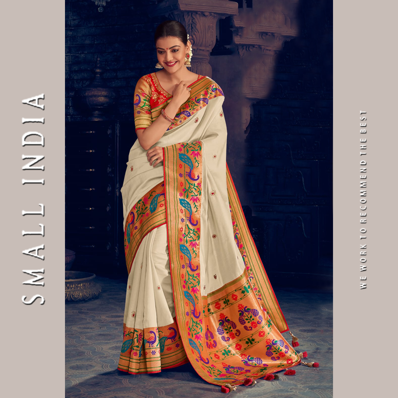 {**ส่งฟรี**} SMALL INDIA 🌷 Beautiful Banarasi Silk ชุดสาหรี 🌷 Women Saree ราคา 4,250 บาท*ส่งฟรี