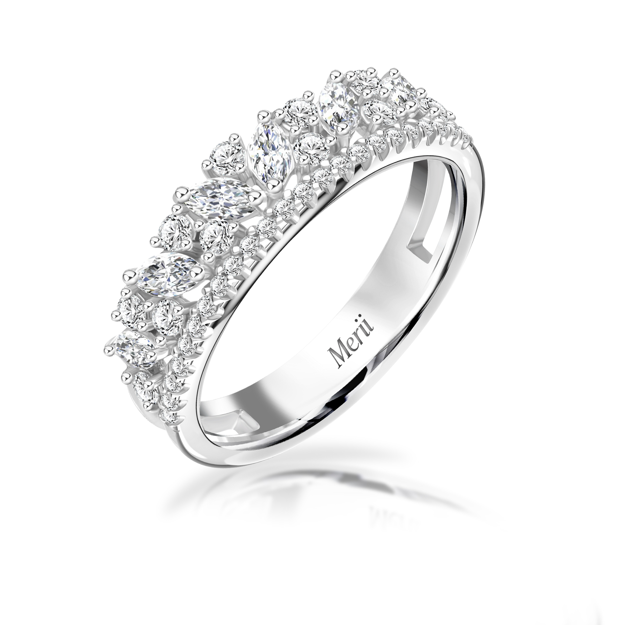 Merii แหวนเงินแท้ 925 ชุบโรเดียม ประดับเพชร CZ รูปทรงแฟนซี : แหวนเพชรCZ แหวนฝังคิวบิกเซอร์โคเนีย Laureate 221R0401-01 ราคา 2,720 บาท*ส่งฟรี