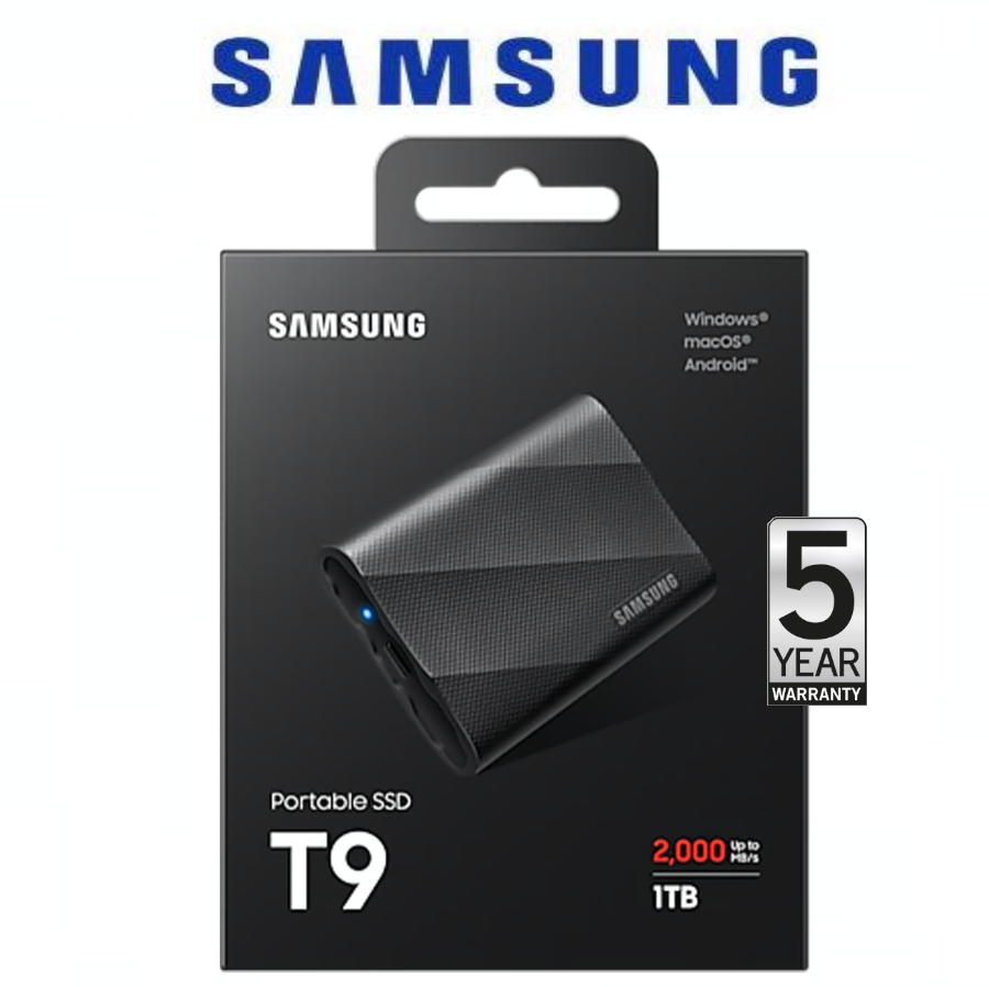 Samsung 1TB T9 Portable SSD USB3.2 (Black) ราคา 4,999 บาท*ส่งฟรี