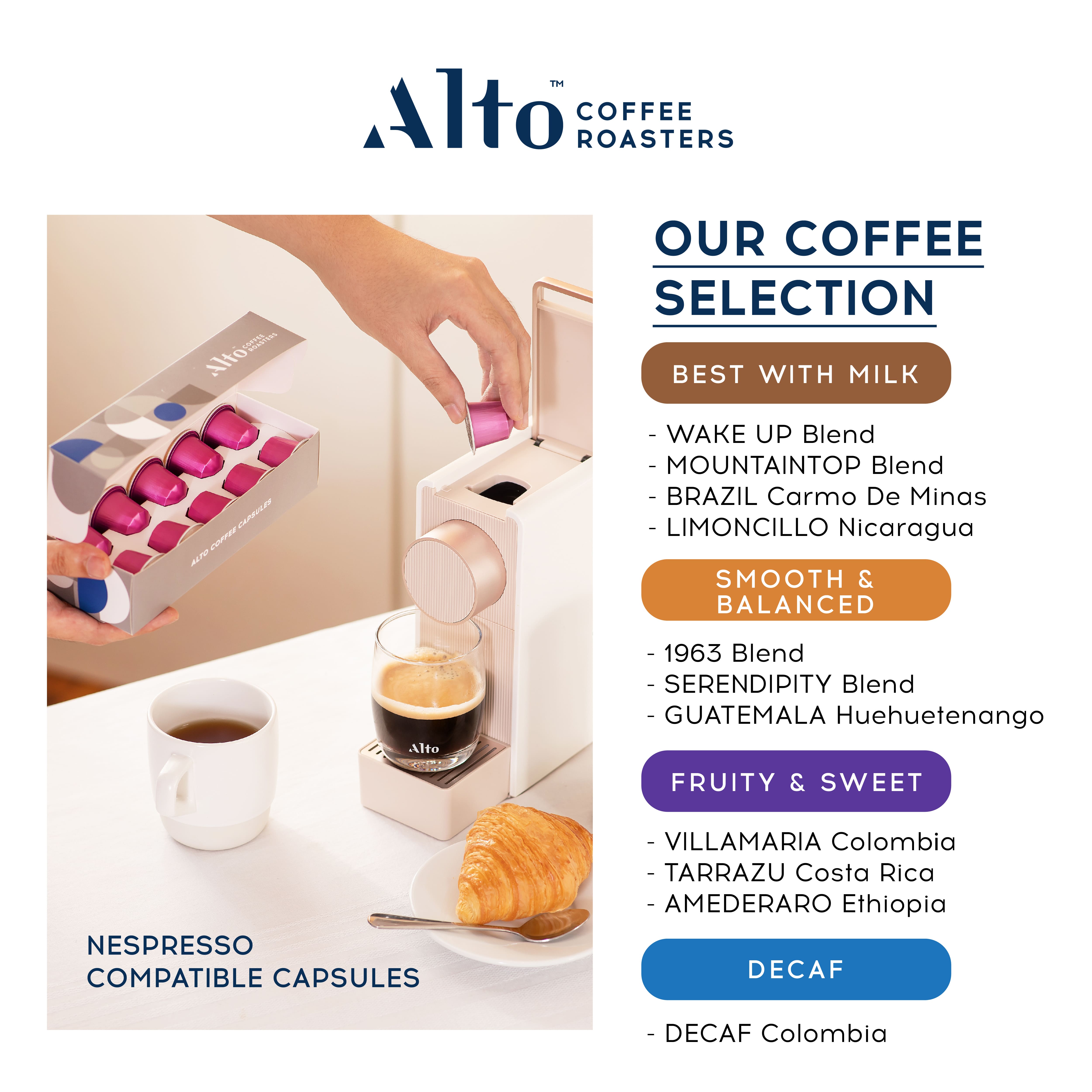 รูปภาพเพิ่มเติมของ Alto Coffee กาแฟแคปซูล Gala กัวเตมาลา สำหรับเครื่อง Nespresso (10 แคปซูล)