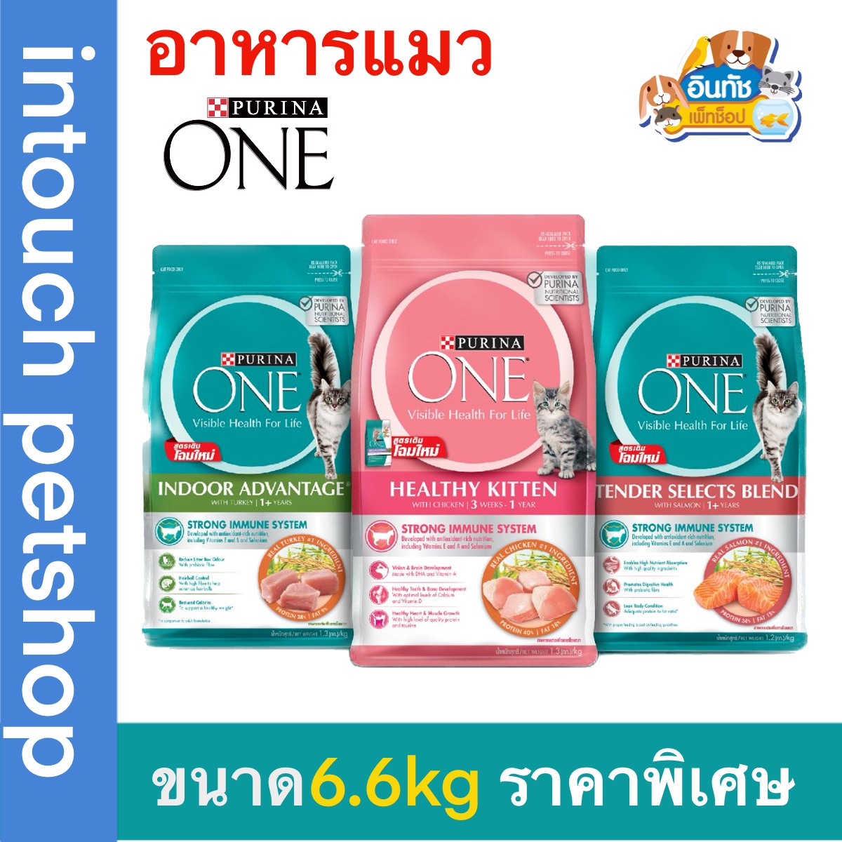 อาหารแมว Purina One ขนาด 6.6kg ราคาพิเศษ ราคา 1,290 บาท*ส่งฟรี