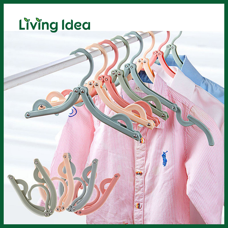Living idea มีให้เลือก 9 สี ไม้แขวนเสื้อพับได้ ไม้แขวน ขนาดพกพา สีพาสเทล
