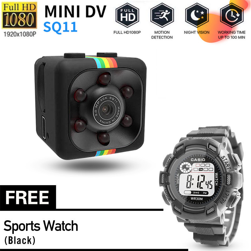 [with free sports watch ]  miniature camera hidden camera DV motion camera 140° wide-angle IR surveillance camera SQ11 miniature camera