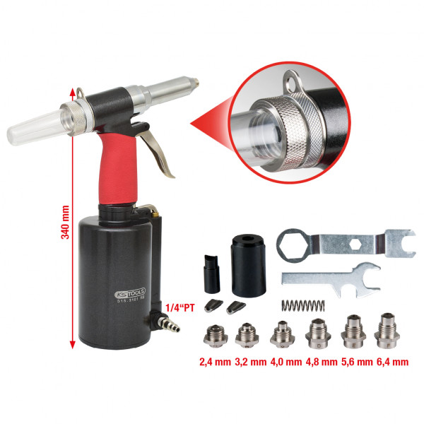 สินค้าคุณภาพดีทนทานเกรดA+ ปืนตอกหมุดแบบใช้ลม Pneumatic riveting tool pistol, 2,4-3,2-4-4,8-5,6-6,4mm Article No.515.3101 ราคา 22,830 บาท*ส่งฟรี