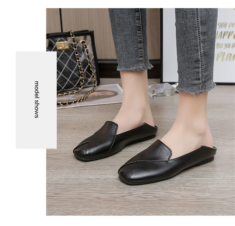 wtMei Fashion Small Leather Shoes Women's New Flat-soled Large Size Doll Single Shoes Soft Leather Low Heel Loafers Shoes