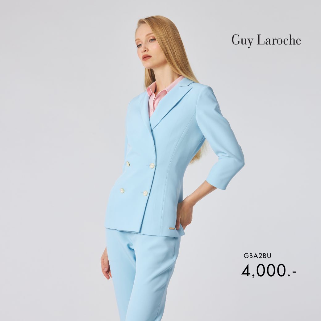 Guy Laroche Woman's Jacket King suiting แจ็คเก็ต ทรงเข้ารูป แขนสามส่วน กระดุม 4 เม็ด สีฟ้า GBA2BU ราคา 3,960 บาท*ส่งฟรี