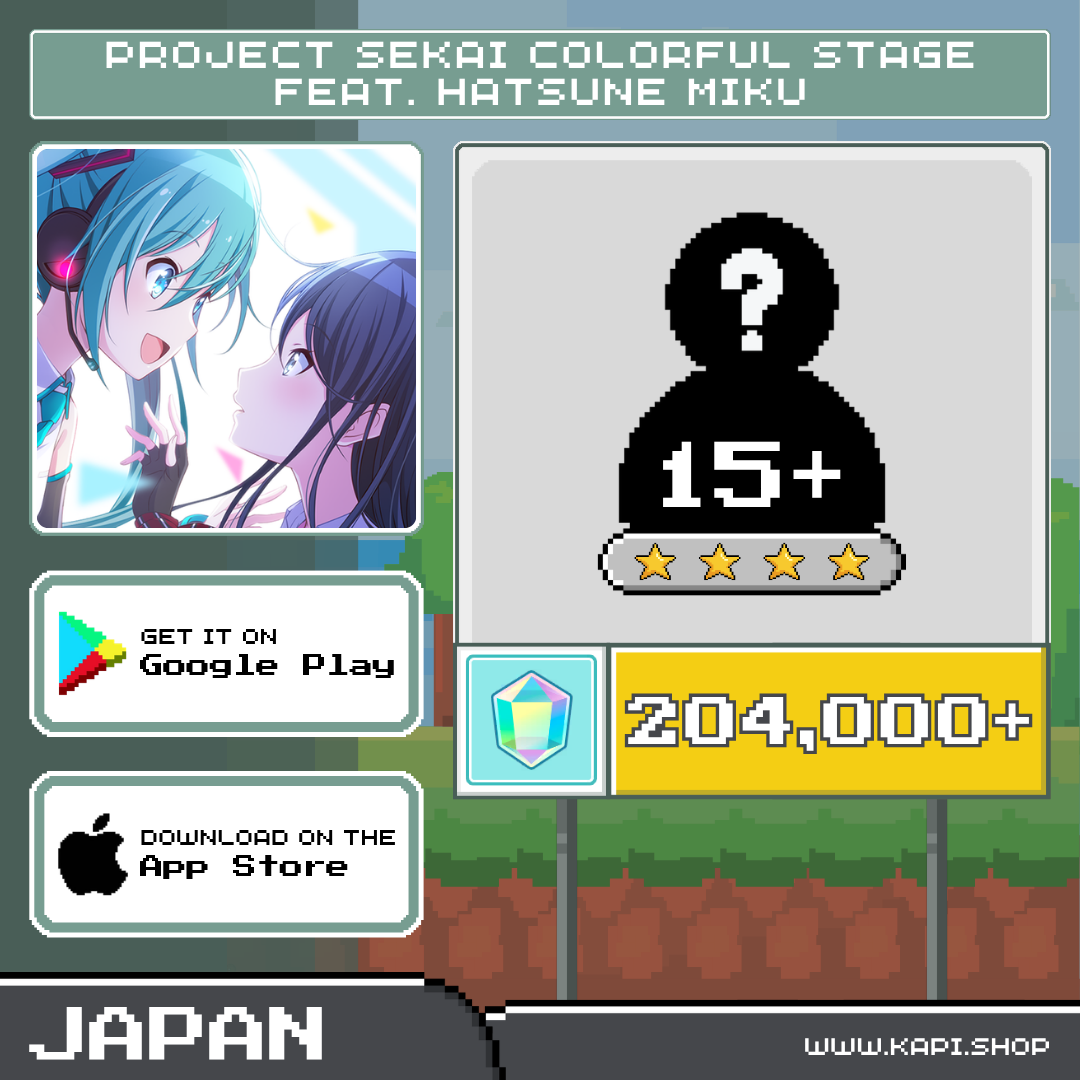 Project Sekai Colorful Stage Feat. Hatsune Miku (Japan) - 204,000+ Crystals + Random 4-Star Characters 15 or More. ราคา 145 บาท*ส่งฟรี