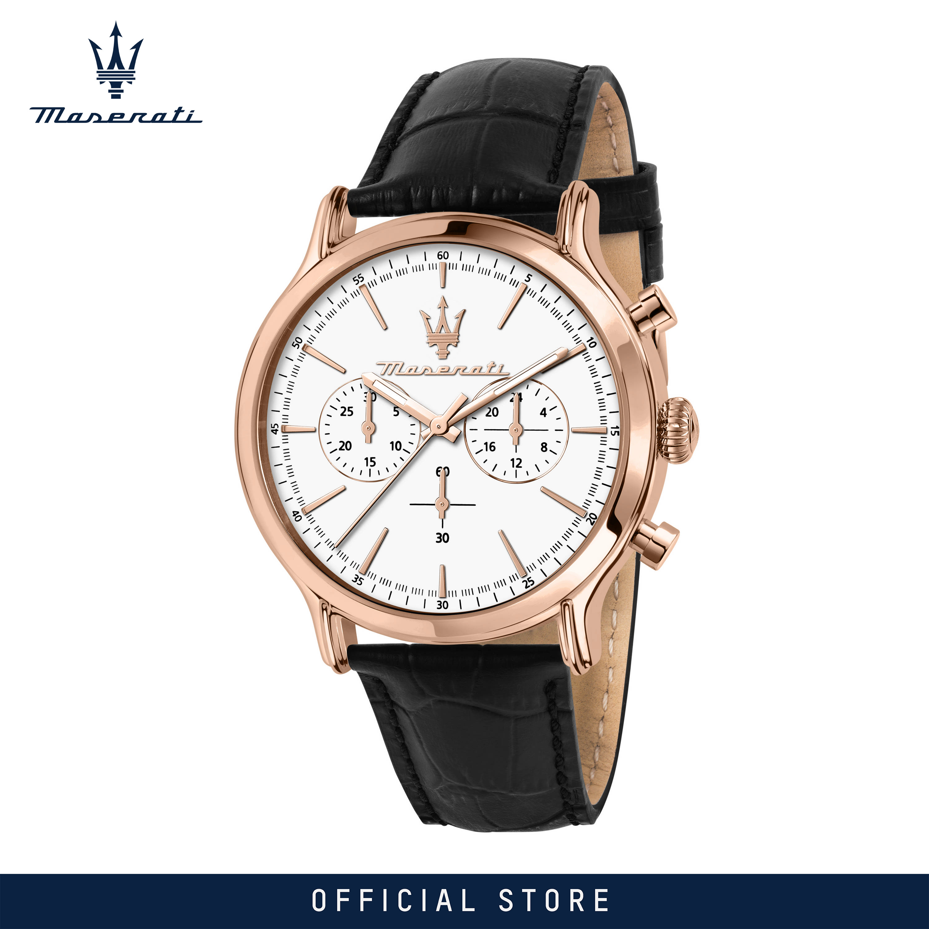 【2 Years Warranty】 Maserati Epoca 42mm White Silver Dial Men's Chronograph Quartz นาฬิกาข้อมือ R8871618016 With Luminous Hands ราคา 10,118 บาท*ส่งฟรี