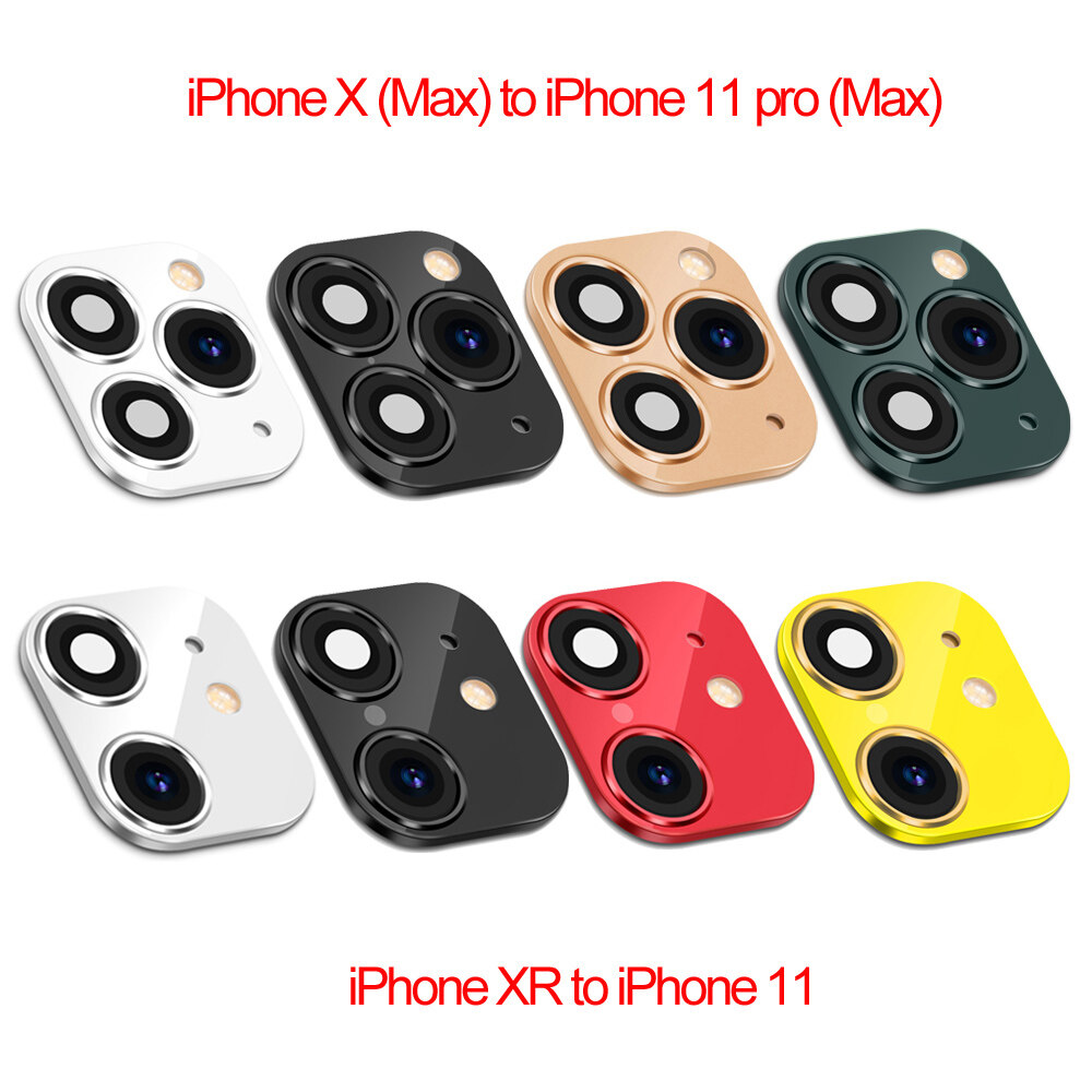 M7847Q3PV Luxury Mobile Screen Protector Support flash Fake Camera Lens Sticker Cover Case for iPhone XR X to iPhone 11 Pro Max Seconds Change
