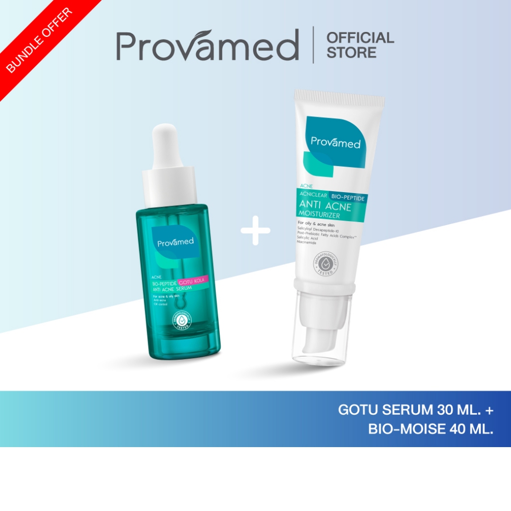 [Set X 2] Provamed Acniclear Bio-Peptide Anti Acne Moisturizer 40 ml (40 Ml.) & Provamed Bio-Peptide Gotu Kola Anti Acne Serum (30 Ml.) Set of Two: Moisturizer + Serum ราคา 1,020 บาท*ส่งฟรี