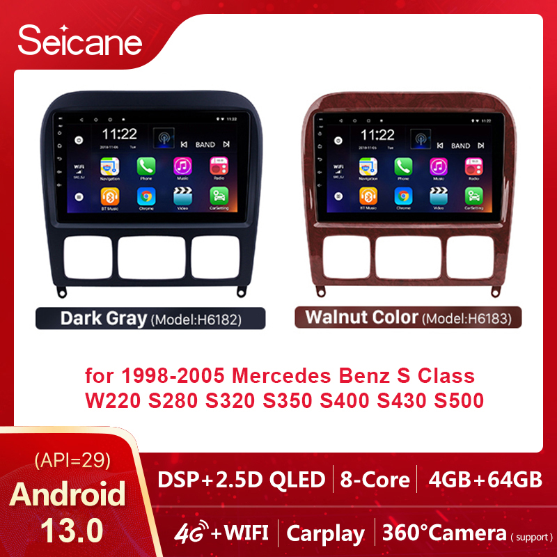 Seicane 9 inch 2.5D QLED Touch Screen Android 12.0 Car GPS Navigation System Headunit for 1998-2005 Mercedes Benz S Class W220 S280 S320 S350 S400 S430 S500 Support 360 panoramic DSP with GPS 4G WIFI Bluetooth FM/AM/RDS ราคา 9,800 บาท*ส่งฟรี