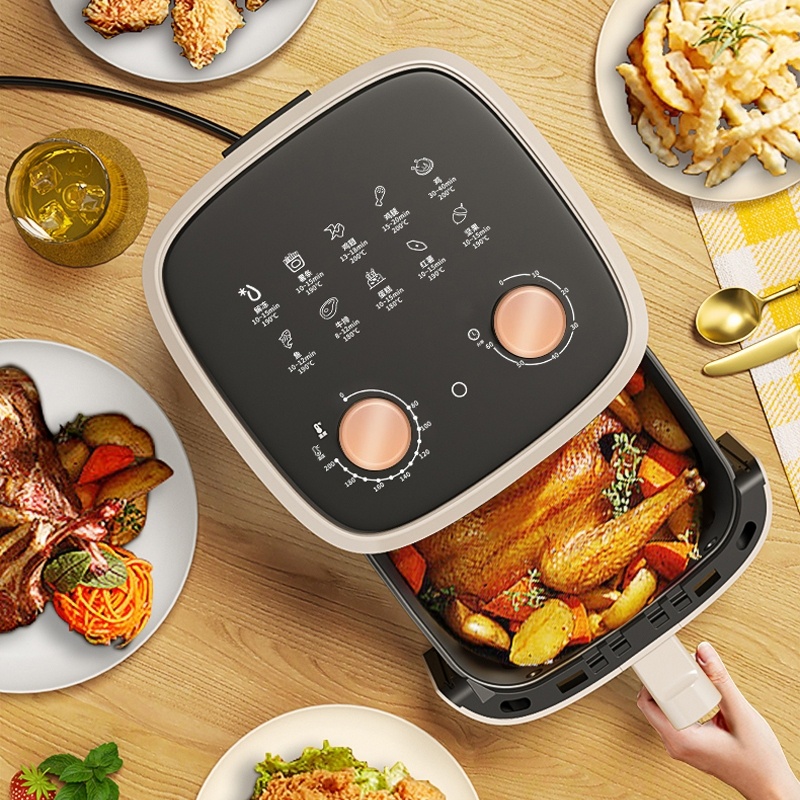 มุมมองเพิ่มเติมของสินค้า หม้อทอดไร้น้ำมัน 5L Air Fryer หม้อทอดไฟฟ้า ไร้น้ำมัน อเนกประสงค์ หม้อทอด