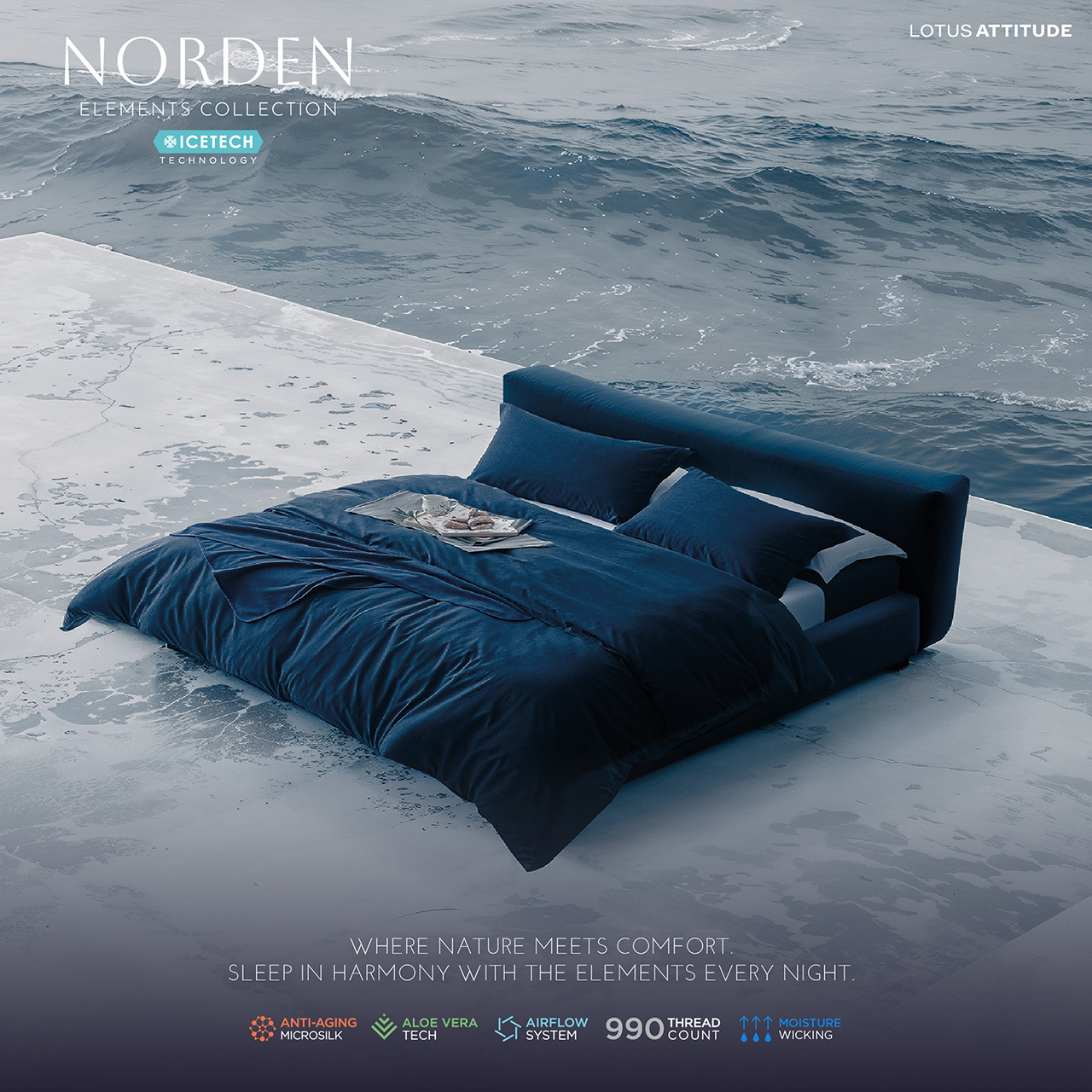 LOTUS ATTITUDE ปลอกผ้านวม รุ่น NORDEN ELEMENTS นวัตกรรมICETECH Technology ทุกสัมผัสเย็นยิ่งขึ้น ส่งฟรี ราคา 1,599 บาท*ส่งฟรี