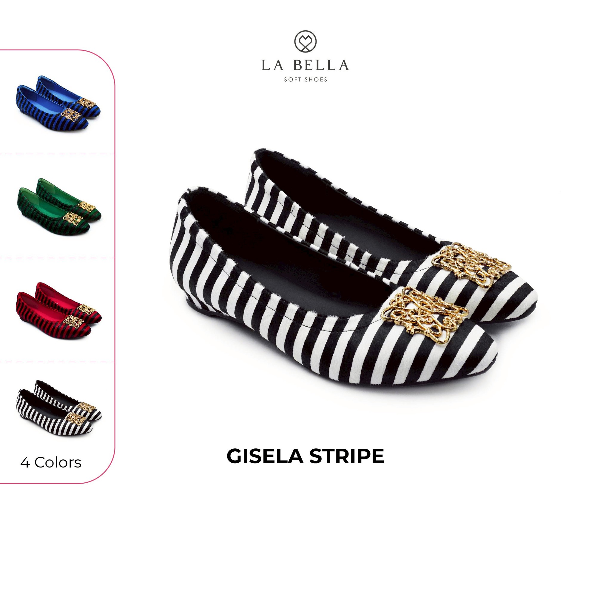 La Bella Sheepskin Shoes, Model Gisela Stripe, 4 Colors ราคา 3,290 บาท*ส่งฟรี