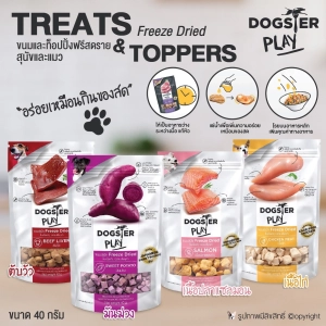 สินค้า ด็อกส์เตอร์ Dogster ท็อปปิ้งฟรีซดาย ขนมสุนัข ขนมแมว ช่วยให้อยากอาหาร จากเนื้อแท้ๆ ขนาด 40 กรัม (แบบตัวเลือก) โดย Yes pet shop