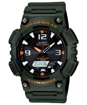 ประเทศไทย Casio Standard Solar Power นาฬิกาข้อมือผู้ชาย สายเรซิ่น รุ่น AQ-S810W-3AV - Dark Green