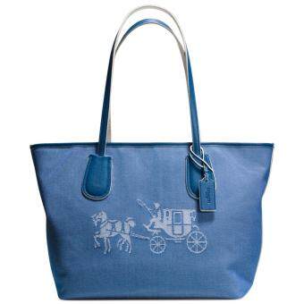 COACH 35337 EMBOSSED HORSE AND CARRIAGE TAXI ZIP TOTE IN CANVASDENIM COACH 35337 EMBOSSED HORSE AND CARRIAGE TAXI ZIP TOTE IN CANVASDENIM