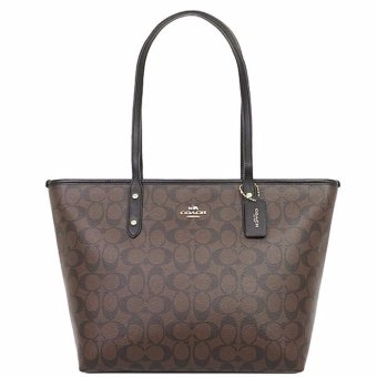 COACH กระเป๋า CITY ZIP TOTE IN SIGNATURE F58292 IMAA8 (IM/BROWN/BLACK) COACH กระเป๋า CITY ZIP TOTE IN SIGNATURE F58292 IMAA8 (IM/BROWN/BLACK)
