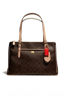 ขายด่วน Coach Peyton Signature Double Zip Carryall Tote รุ่น 26187 ( Brown) รีวิว Coach Peyton Signature Double Zip Carryall Tote รุ่น 26187 ( Brown)