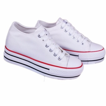 Fashion Korean Version Canvas Shoes รองเท้าผ้าใบสีขาวรองเท้าเพิ่มความสูงสำหรับผู้หญิง 8801(White) July 2018 - 2 Fashion Korean version Canvas shoes รองเท้าผ้าใบสีขาวรองเท้าเพิ่มความสูงสำหรับผู้หญิง 8801(White) - 2