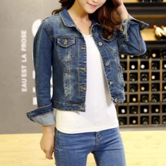 Fashion Women Denim Western Cropped Jean Jacket - Intl July 2018 - 3 Fashion Women Denim Western Cropped Jean Jacket - intl - 3
