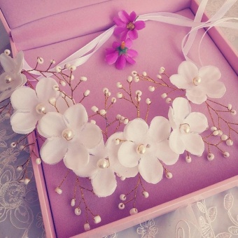 Flowers Pearl Garland Bridal Wedding Crown Floral Hair HeaddressHeadband - intl Flowers Pearl Garland Bridal Wedding Crown Floral Hair HeaddressHeadband - intl