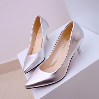 HengSong Korean Fashion Patent Leather Tip High Heels Shallow Mouth Shoes Occupation Women's Single Shoes Pumps (Sliver) - Intl July 2018 - 3 HengSong Korean Fashion Patent Leather Tip High Heels Shallow Mouth Shoes Occupation Women's Single Shoes Pumps (Sliver) - intl - 3