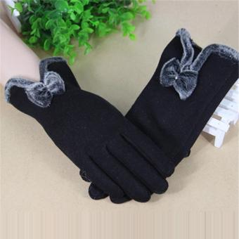 HengSong Women Winter Touch Screen Velvet Warm Gloves Black - intl HengSong Women Winter Touch Screen Velvet Warm Gloves Black - intl