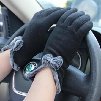 HengSong Women Winter Touch Screen Velvet Warm Gloves Black - intl HengSong Women Winter Touch Screen Velvet Warm Gloves Black - intl