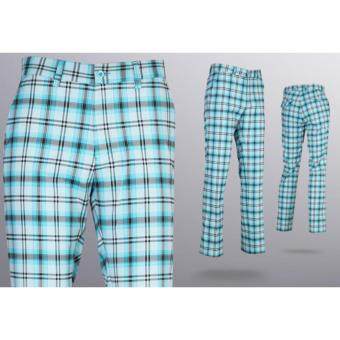 EXCEED กางเกงกอล์ฟผู้ชายขายาว #18 สีฟ้าลายสก็อต (KUZ003) PGM Men's Golf PANTS Gentleman Plaid Quick Dry Sport Trousers Summer Breathable Short XXS-3XL BLUE COLOUR EXCEED กางเกงกอล์ฟผู้ชายขายาว #18 สีฟ้าลายสก็อต (KUZ003) PGM Men's Golf PANTS Gentleman Plaid Quick Dry Sport Trousers Summer Breathable Short XXS-3XL BLUE COLOUR