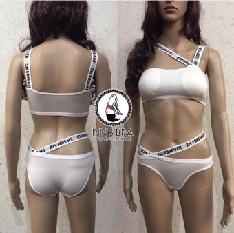 Pinbra สปอร์ตบรา พร้อมกางเกงใน ผ้ากระชับเก็บทรง - White Pinbra สปอร์ตบรา พร้อมกางเกงใน ผ้ากระชับเก็บทรง - White