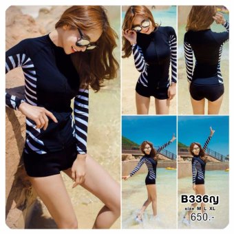 B336ญ ชุดว่ายน้ำแขนยาว (สีดำ) ไซร์ M-XL กัน UV 50% B336ญ ชุดว่ายน้ำแขนยาว (สีดำ) ไซร์ M-XL กัน UV 50%
