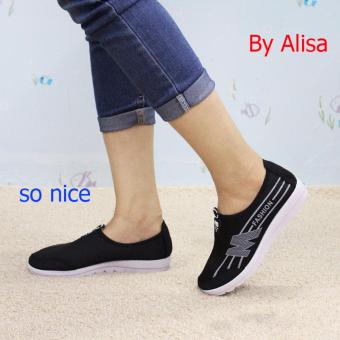 Alisa Shoes รองเท้าผ้าใบแฟชั่น รุ่น 99Q046 Black Alisa Shoes รองเท้าผ้าใบแฟชั่น รุ่น 99Q046 Black