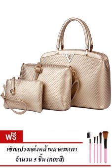 RichCoco กระเป๋าแฟชั่นเกาหลี + กระเป๋าถือผู้หญิง + กระเป๋าสะพายข้าง + เซ็ต 3 ใบ (สีเบจ) แถมฟรี เซ็ตแปรงแต่งหน้าขนาดพกพา 5 ชิ้น RichCoco กระเป๋าแฟชั่นเกาหลี + กระเป๋าถือผู้หญิง + กระเป๋าสะพายข้าง + เซ็ต 3 ใบ (สีเบจ) แถมฟรี เซ็ตแปรงแต่งหน้าขนาดพกพา 5 ชิ้น